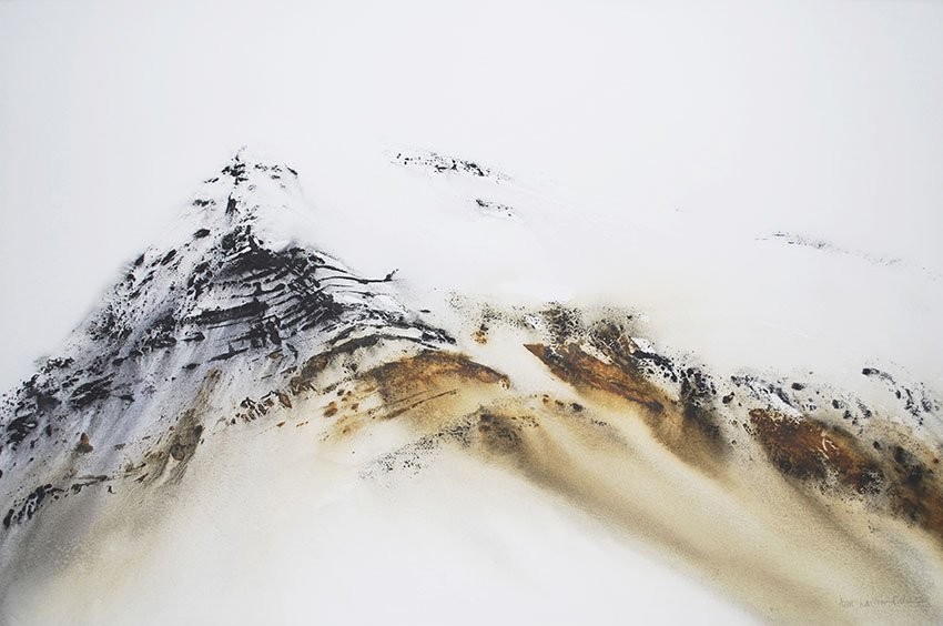 målad akvarell av ett fjäll