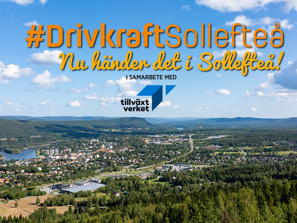 Drivkraft Sollefteå på bild för Sollefteå stad i bakgrund