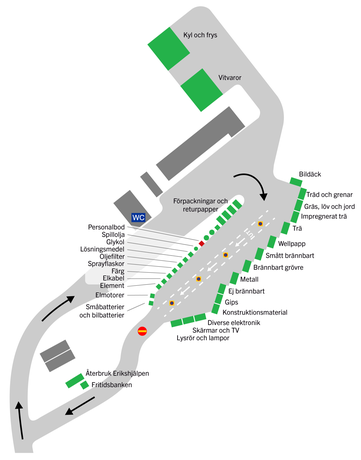 Karta över Rödsta återvinningscentral